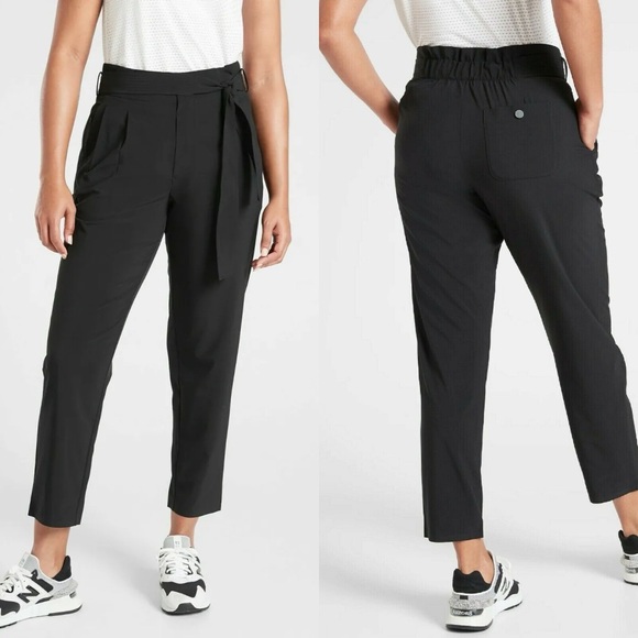 Athleta Pants - Athleta Skyline II Pant in Black paperbag high rise tie waist size 12 s/520640
